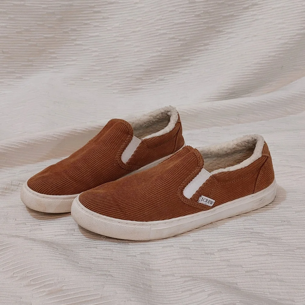 J. Crew Tan Corduroy Slip-On Sneakers Size 8